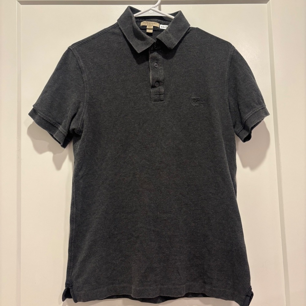 Burberry Brit Mens S Charcoal Gray Pique Cotton Short Sleeve Polo Shirt